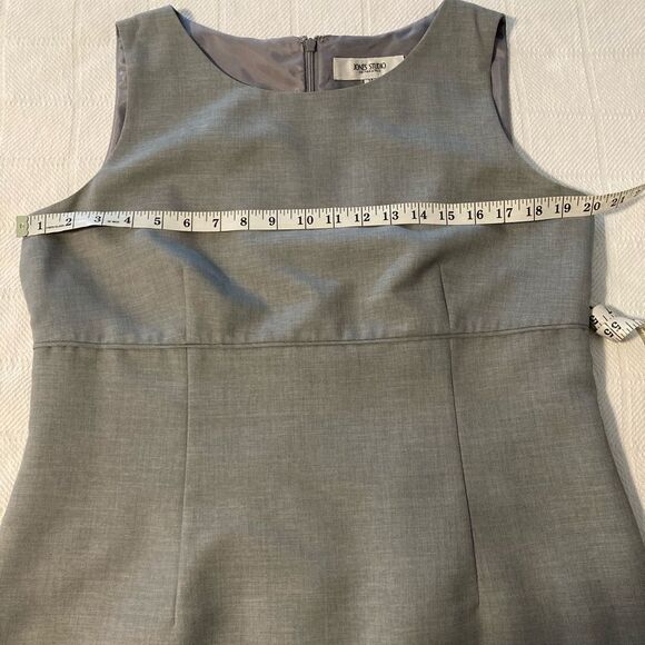 JONES STUDIO Career Evening Out Sleeveless Mini Sheath Gray Below Knee Size 14 - Picture 6 of 11